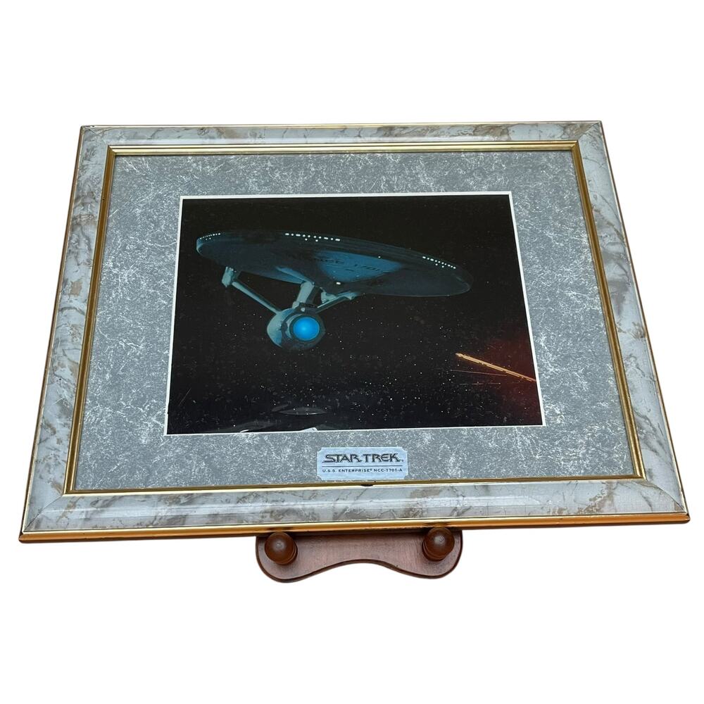1993 Star Trek USS Enterprise NCC-1701-A Chromart Chromium Print Framed COA